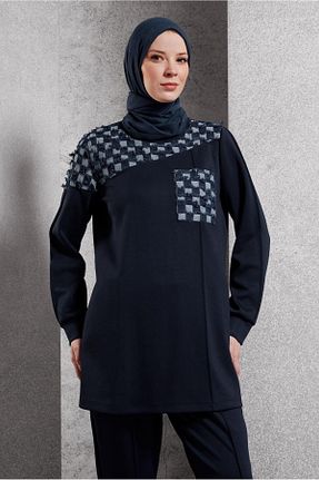 ست بالاتنه و پائین تنه حجاب سرمه ای زنانه رگولار Alvina - کد 876241827