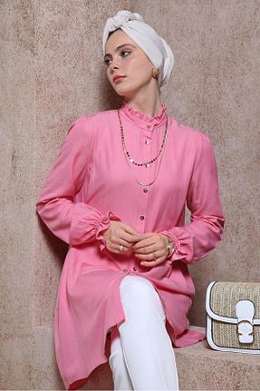 تونیک حجاب صورتی زنانه مخلوط پلی استر Alvina - کد 817794834