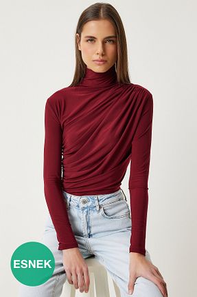 بلوز زرشکی زنانه ساده Lovelyİstanbul - کد 819202519