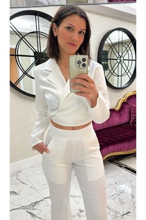 ست بالاتنه و پائین تنه نباتی زنانه بافتنی ÖZEL İMALAT - کد 922290062