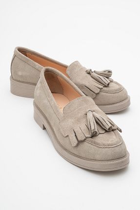 کفش لوفر بژ زنانه چرم خالص luvishoes - کد 922294590