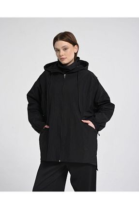 بارانی و بادگیر حجاب مشکی اورسایز Monolou - کد 866766796