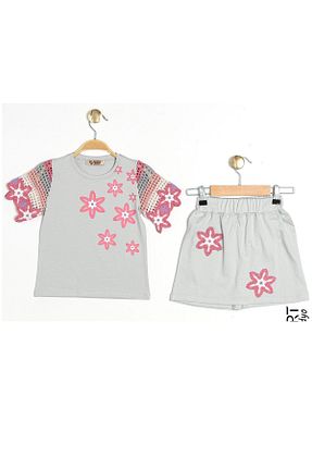 ست بالاتنه و پائین تنه طوسی بچه گانه بافت Cmk Kids club - کد 923688022
