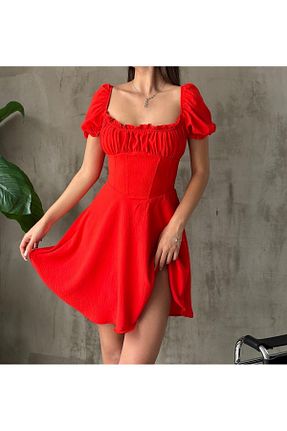 لباس قرمز زنانه بافتنی Rabia Çelik - کد 834971252