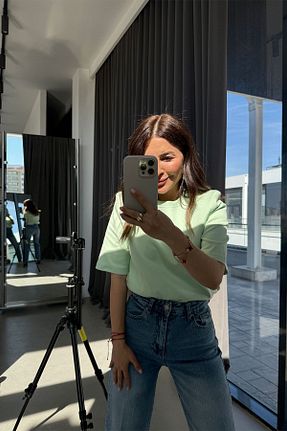تیشرت سبز زنانه Relaxed Özge Özgenç - کد 922342758