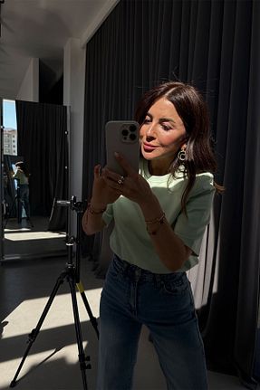 تیشرت سبز زنانه Relaxed Özge Özgenç - کد 922342758