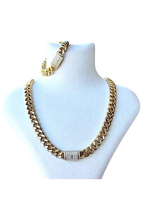 گردنبند استیل ( فولاد ) طلائی استیل (فولاد) XUPİNGS JEWELRY - کد 922369941