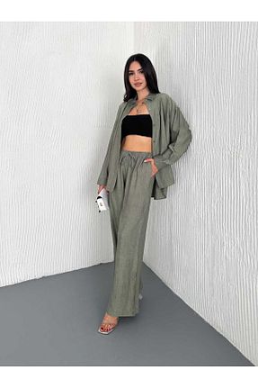 ست بالاتنه و پائین تنه خاکی زنانه بافتنی badibadii - کد 922372915