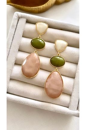 گوشواره جواهر رنگی برنجی VNS Accessories - کد 921977480