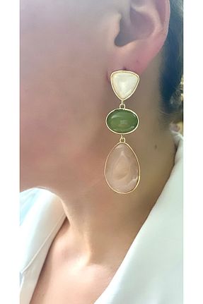 گوشواره جواهر رنگی برنجی VNS Accessories - کد 921977480