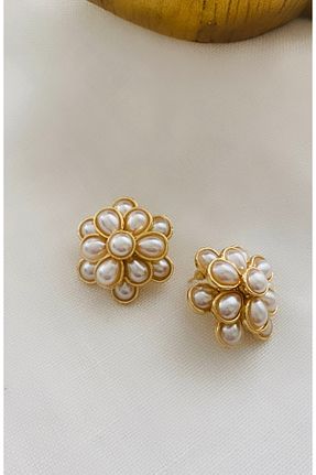 گوشواره جواهر زرد مروارید VNS Accessories - کد 922430441