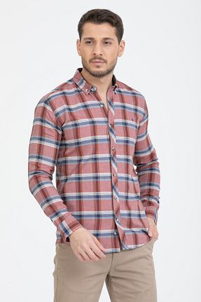 پیراهن زرشکی مردانه اسلیم فیت Klothy - کد 922386755