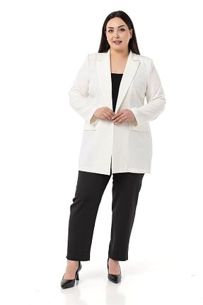 کت سایز بزرگ سفید زنانه پلی استر DISENTIS MODEST - کد 258385185
