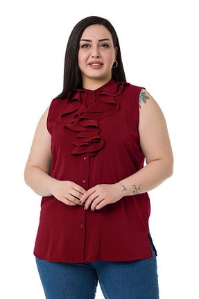 پیراهن سایز بزرگ زرشکی زنانه سایز بزرگ DISENTIS MODEST - کد 922438142