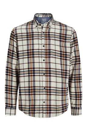 پیراهن بژ مردانه یقه پیراهنی Jack & Jones - کد 883461367