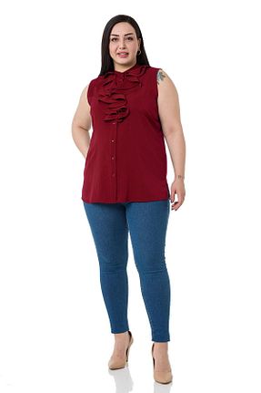 پیراهن سایز بزرگ زرشکی زنانه سایز بزرگ DISENTIS MODEST - کد 922438142