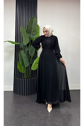 لباس مجلسی حجاب مشکی یقه ایستاده moda zeynaa - کد 906416985