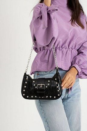 کیف دوشی مشکی زنانه چرم مصنوعی Melos Butik - کد 922463683