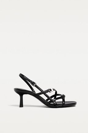 صندل مشکی زنانه پاشنه نازک Stradivarius - کد 897869233