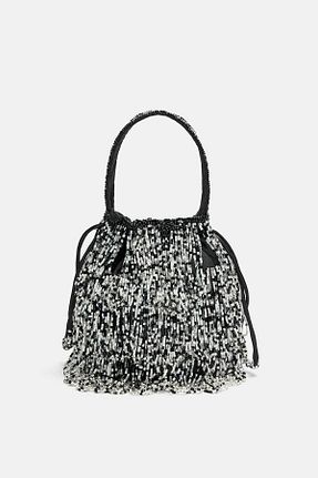 کیف دوشی مشکی زنانه پارچه ای Pull & Bear - کد 922460004