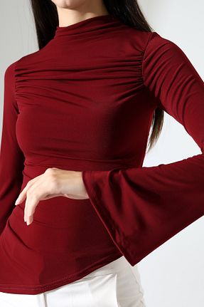 بلوز زرشکی زنانه ساده Butik Beyza - کد 921571441
