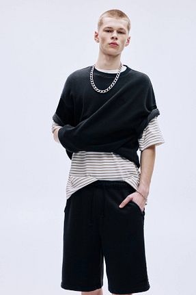 شلوارک و برمودا مشکی مردانه پنبه ای Pull & Bear - کد 922139851