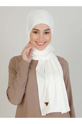 شال سفید زنانه پنبه ای Ecardin - کد 75178427