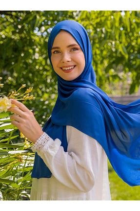 شال آبی زنانه پلی استر Tuva Şal - کد 55176171