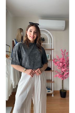 تیشرت طوسی زنانه رگولار Fidan - کد 866442418