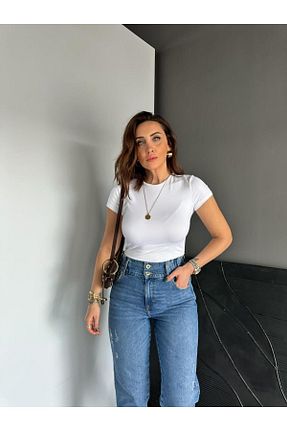 تیشرت سفید زنانه رگولار Zerrincan Giyim - کد 922481233