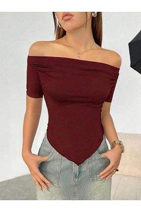 بلوز زرشکی زنانه ساده ecemore - کد 922500186