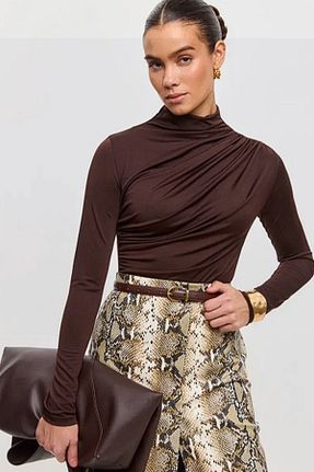 بلوز قهوه ای زنانه ساده Cockatoo - کد 922501032