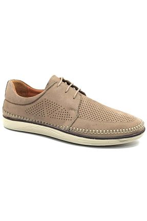 کفش کژوال بژ مردانه چرم خالص Kids Club Shoes - کد 922010752