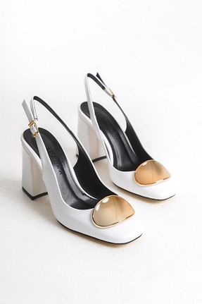 کفش پاشنه بلند کلاسیک سفید زنانه چرم لاکی Zoe3 Style - کد 922554193