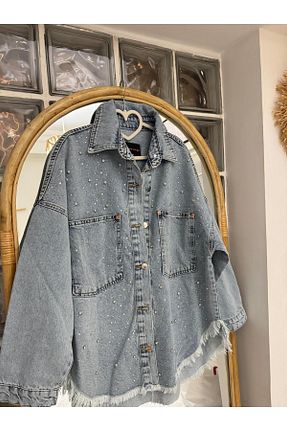 کت سایز بزرگ آبی زنانه بدون آستر Kendinisevbutik - کد 925941782