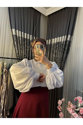 پیراهن سفید زنانه گشاد AYKANAT BTK - کد 922603629