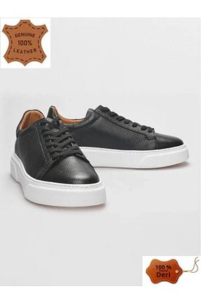 کفش اسنیکر مشکی مردانه چرم اصل Oregon Shoes - کد 922606651
