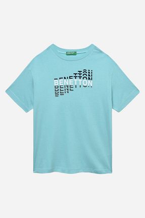 تیشرت فیروزه ای بچه گانه رگولار United Colors of Benetton - کد 922612634