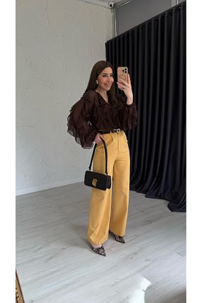 شلوار بژ زنانه بافتنی elif teke - کد 922617571