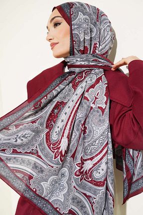 شال زرشکی زنانه پنبه ای Helyabutik - کد 922629491