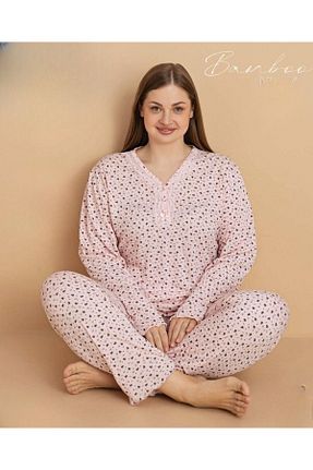 ست لباس راحتی صورتی زنانه چاپی PİJAMERRY - کد 922647156