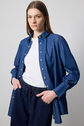 پیراهن حجاب سرمه ای زنانه اورسایز Touche Prive - کد 922654838