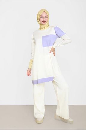 ست بالاتنه و پائین تنه حجاب سفید زنانه رگولار Alvina - کد 803863935