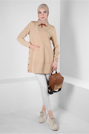 تونیک حجاب بژ زنانه پلی استر Alvina - کد 857079966