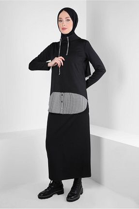 ست بالاتنه و پائین تنه حجاب مشکی زنانه رگولار Alvina - کد 794077314