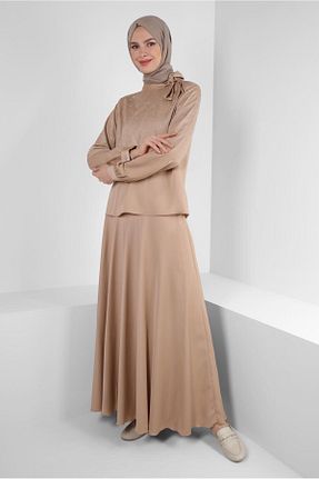ست بالاتنه و پائین تنه حجاب بژ زنانه رگولار Alvina - کد 801228238