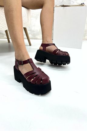 صندل زرشکی زنانه پاشنه پر inizio - کد 922674121