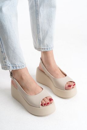 کفش پاشنه بلند پر بژ زنانه پاشنه متوسط (5-9 سانتی متر) Limeo - کد 922681887