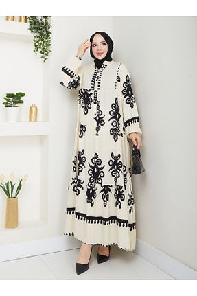 لباس حجاب سفید زنانه اورسایز ECK MODA - کد 845151840
