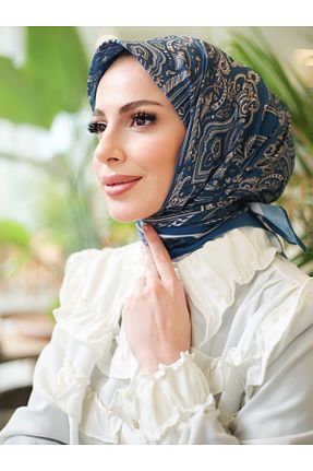 روسری فیروزه ای پنبه پلی استر efdal şal eşarp - کد 922694651